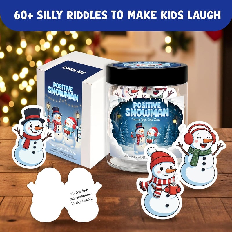 BOYESE Positive Snowman Jar with 60 Affirmation Card, Christmas Emotional Support Snowman Gifts for Women, Kids, Teens, Christmas Gifts, Stocking Stuffer for Teen Girls, Boys, Women, Men - Image 2
